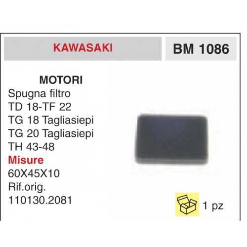 Filtro Aria Motori Kawasaki Spugna filtro Tagliasiepi TD 18-TF 22 TG 18 TG43 TG4