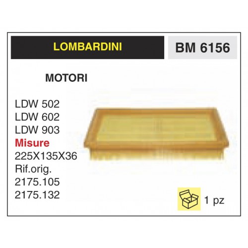 Filtro Aria Motori Lombardini LDW 502 LDW 602 LDW 903