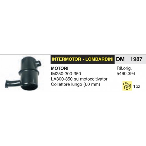 Marmitta Motori Lombardini IM250-300-350 LA300-350 su motocoltivatori Collettore