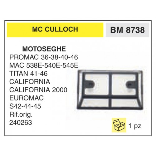 Filtro Aria Motoseghe McCulloch PROMAC 36-38-40-46 MAC 538E-540E-545E TITAN 41