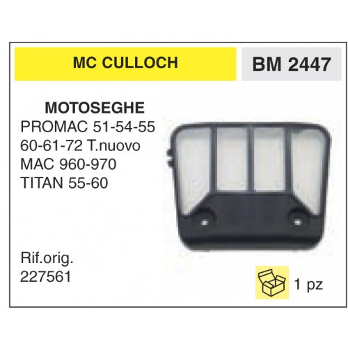 Filtro Aria Motoseghe McCulloch PROMAC 51-54-55 60-61-72 T.nuovo MAC 960-970 TIT