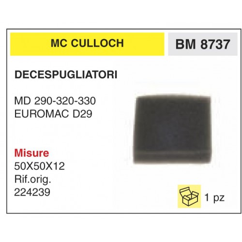 Filtro Aria Decespugliatori McCulloch MD 290-320-330 EUROMAC D29