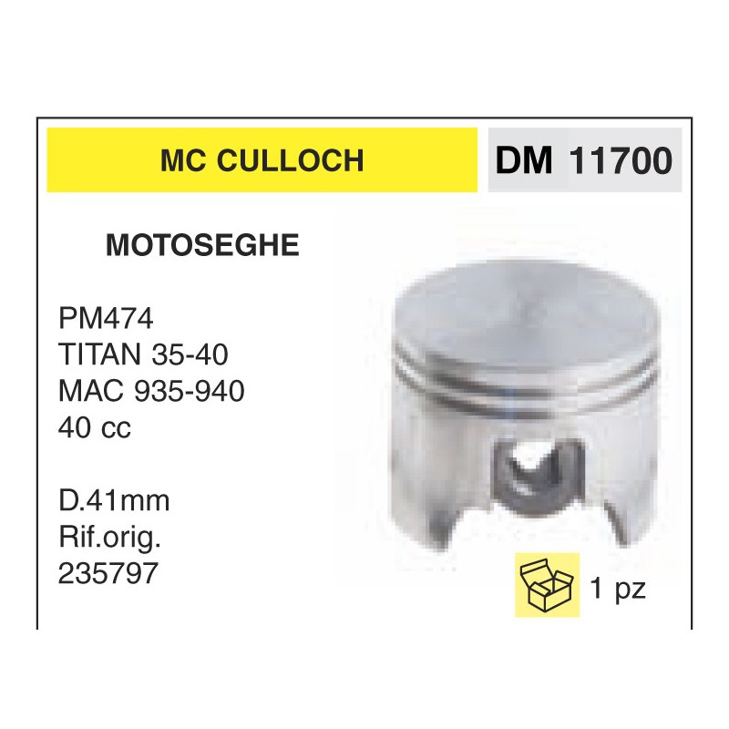 Pistone e Segmenti Motoseghe Mc Culloch PM474 TITAN 35-40 MAC 935-940