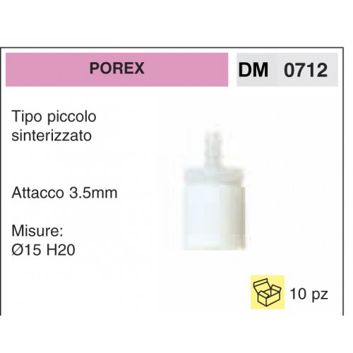 Filtro Benzina Porex Tipo piccolo sinterizzato Attacco 3.5mm