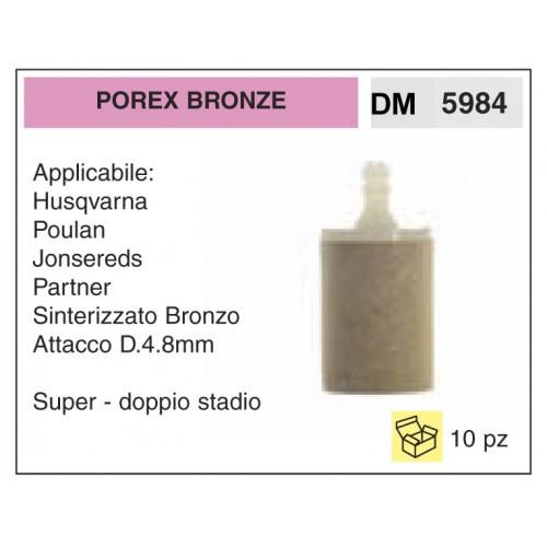 Filtro Benzina Porex Bronze Sinterizzato Bronzo Attacco D.4.8mm