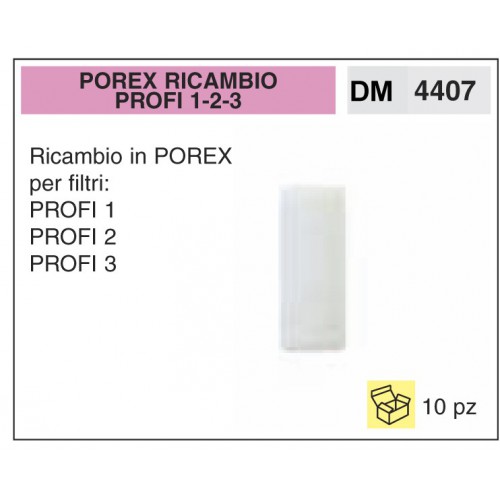 Filtro Benzina Porex Ricambio Filtri Profi 1 - 2 - 3