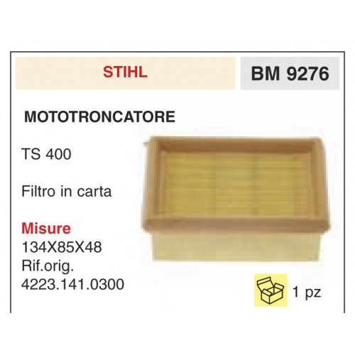 Filtro Aria Mototroncatore Stihl TS 400 Filtro in carta