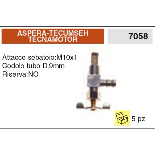 Rubinetto Benzina Aspera Tecumseh Tecnamotor Attacco Serbatoio M10x1