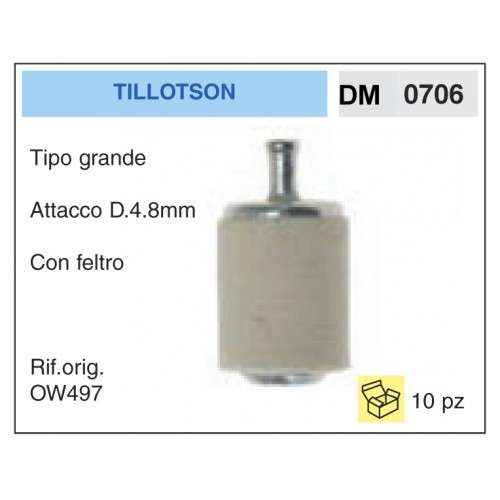 Filtro Benzina Tillotson Tipo grande Attacco D.4.8mm Con feltro