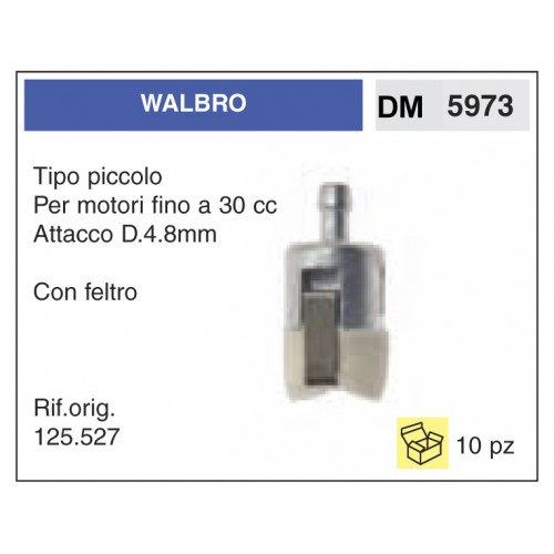 Filtro Benzina Walbro Tipo piccolo Attacco D.4.8mm Con feltro