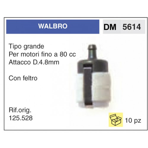 Filtro Benzina Walbro Tipo grande Attacco D.4.8mm Con feltro