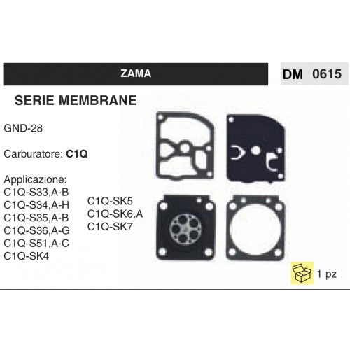 Kit Membrana Carburatore Motosega Zama C1Q GND-28
