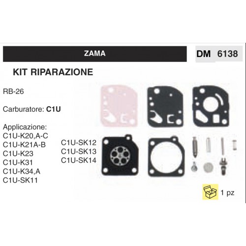 Kit Membrana Riparazione Carburatore Motosega Zama C1U RB-26