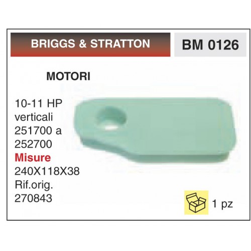 Filtro Aria Motori BRIGGS &amp; STRATTON 10-11 HP verticali 251700 a 252700