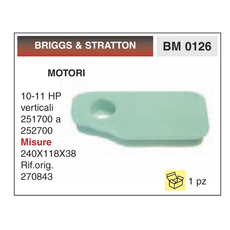 Filtro Aria Motori BRIGGS & STRATTON 10-11 HP verticali 251700 a 252700
