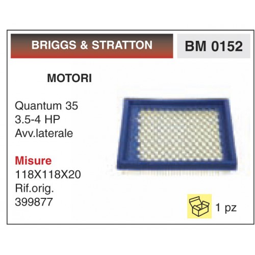 Filtro Aria Motori BRIGGS &amp; STRATTON Quantum 35 3.5-4 HP Avv.laterale