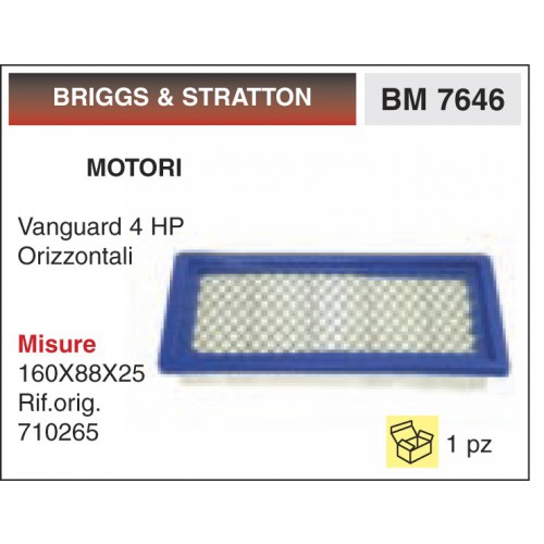 Filtro Aria Motori BRIGGS &amp; STRATTON Vanguard 4 HP Orizzontali