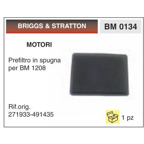 Filtro Aria Motori BRIGGS & STRATTON Prefiltro in spugna per 1208