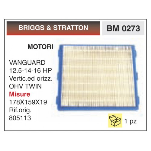 Filtro Aria Motori BRIGGS &amp; STRATTON VANGUARD 12.5-14-16 HP Vertic Orizz OHV TWI