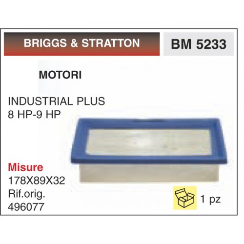 Filtro Aria Motori BRIGGS &amp; STRATTON INDUSTRIAL PLUS 8 HP-9 HP