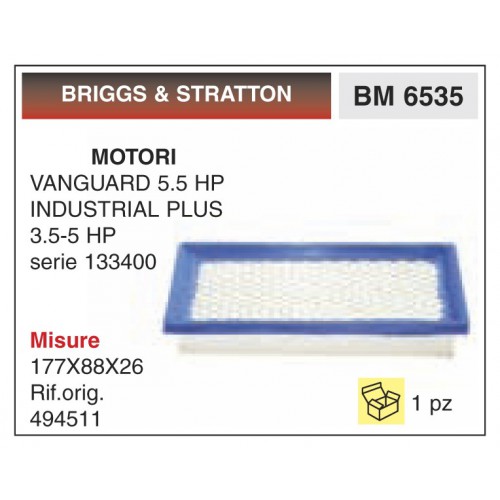 Filtro Aria Motori BRIGGS &amp; STRATTON VANGUARD 5.5 HP INDUSTRIAL PLUS 3.5-5 HP
