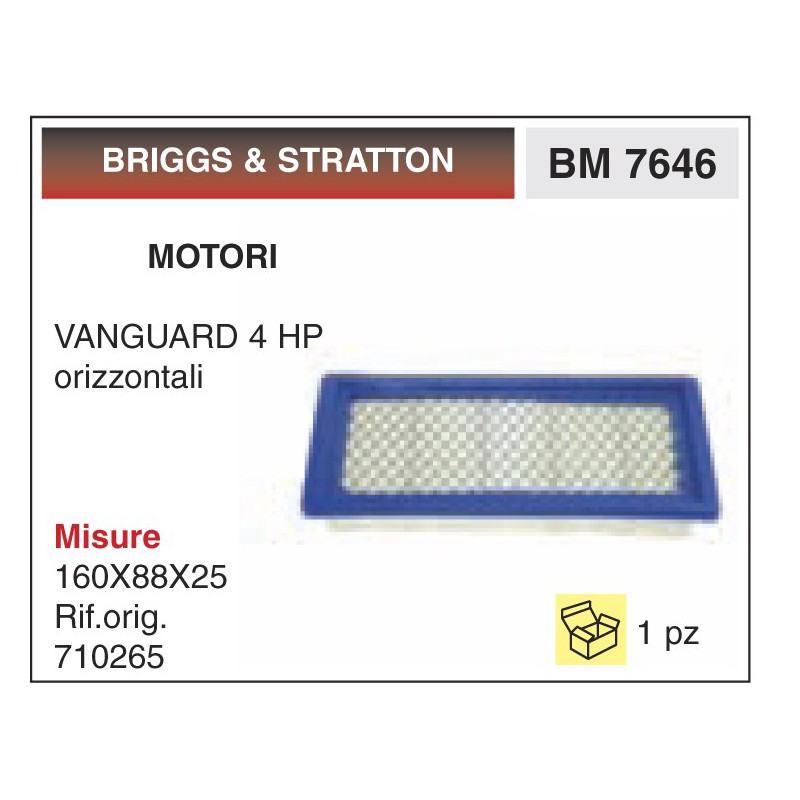 Filtro Aria Motori BRIGGS & STRATTON VANGUARD 4 HP orizzontali