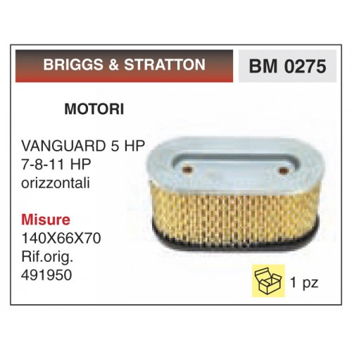 Filtro Aria Motori BRIGGS &amp; STRATTON VANGUARD 5 HP 7-8-11 HP orizzontali