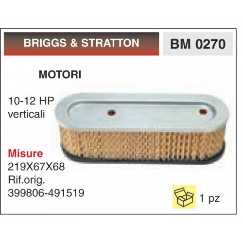 Filtro Aria Motori BRIGGS &amp; STRATTON 10-12 HP verticali