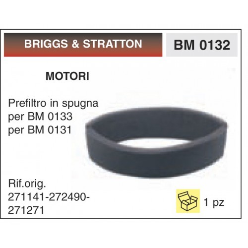 Filtro Aria Motori BRIGGS &amp; STRATTON Prefiltro in spugna per BM 0133 per BM 0131