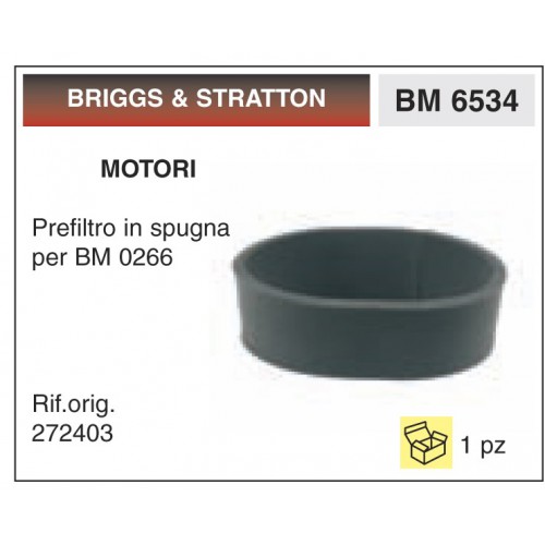 Filtro Aria Motori BRIGGS & STRATTON Prefiltro in spugna per 12.5-13 HP vertical