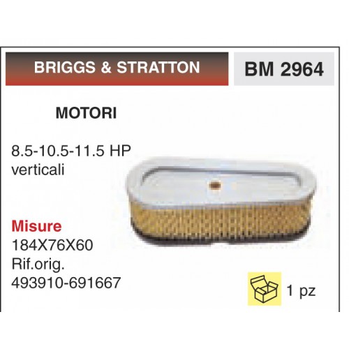 Filtro Aria Motori BRIGGS & STRATTON 8.5-10.5-11.5 HP verticali