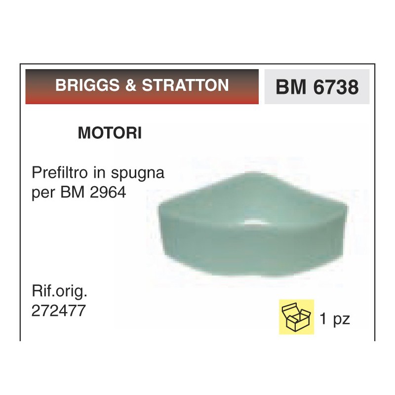 Filtro Aria Motori BRIGGS & STRATTON Prefiltro in spugna per 8.5-10.5-11.5 HP ve