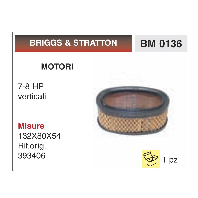 Filtro Aria Motori BRIGGS & STRATTON 7-8 HP verticali