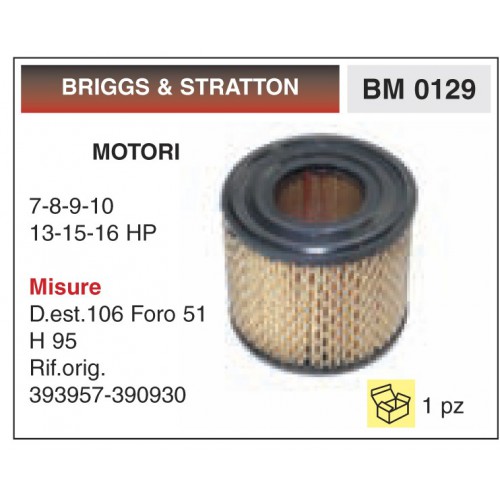Filtro Aria Motori BRIGGS & STRATTON 7-8-9-10 13-15-16 HP