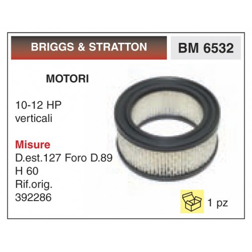Filtro Aria Motori BRIGGS & STRATTON 10-12 HP verticali
