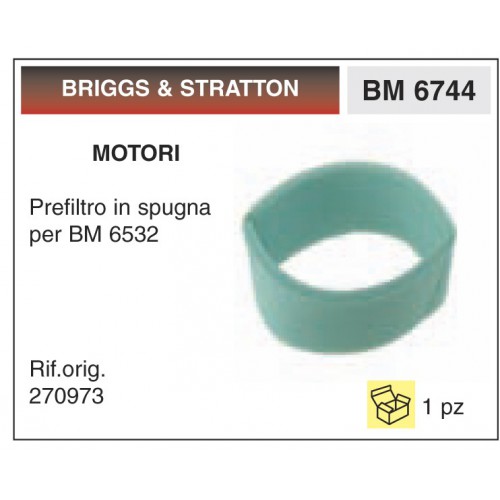Filtro Aria Motori BRIGGS & STRATTON Prefiltro in spugna 10-12 HP verticali