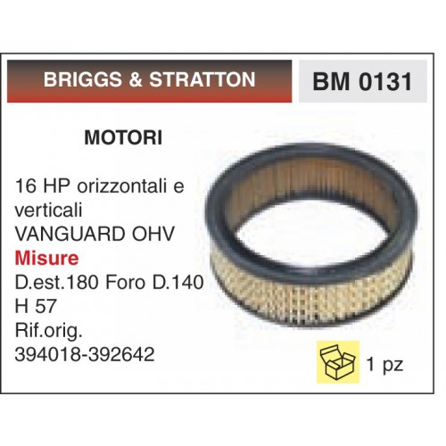 Filtro Aria Motori BRIGGS & STRATTON 16 HP orizzontali e verticali VANGUARD OHV