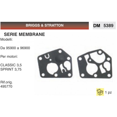Kit Membrana Carburatore Briggs &amp; Stratton Da 95900 a 96900 CLASSIC - SPRINT