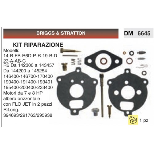 Kit Membrana Riparazione Briggs &amp; Stratton 14 B FB R6D P R 19 B D 23 A AB C R6
