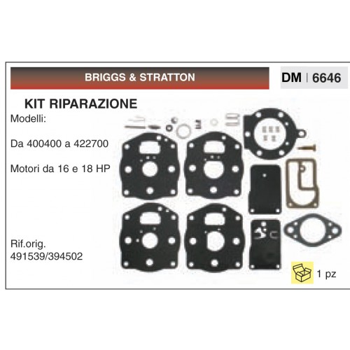 Kit Membrana Riparazione Motosega Briggs &amp; Stratton Da 400400 a 422700