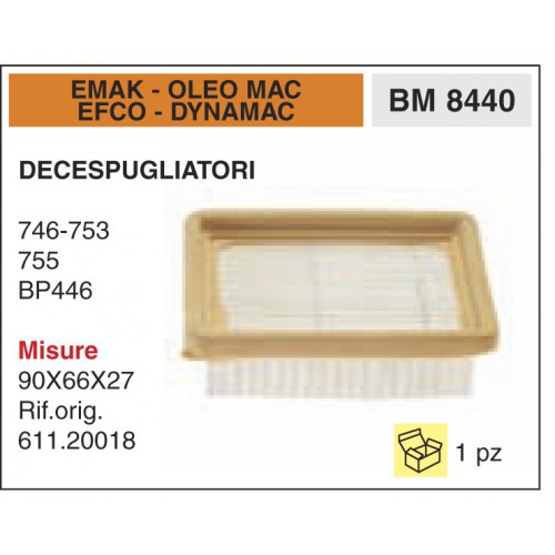 Filtro Aria Decespugliatori EMAK OLEO MAC EFCO DYNAMAC 746-753 755 BP446