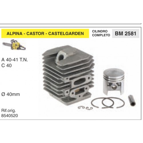 Cilindro Completo Pistone e Segmenti ALPINA CASTOR CASTELGARDEN A 40-41 T.N. C 4