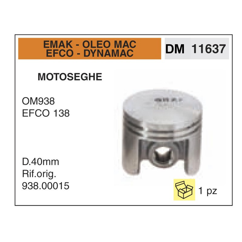 Pistone e Segmenti Motoseghe Emak Oleo Mac Efco Dynamac OM938