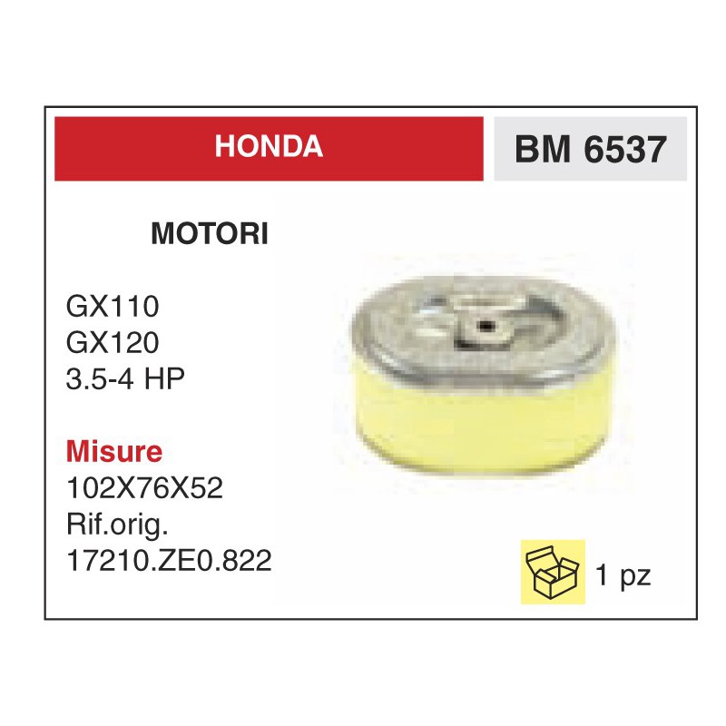 Filtro Aria Motori Honda GX110 GX120 3.5 4 HP