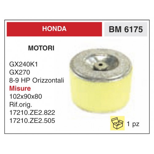 Filtro Aria Motori Honda GX240K1 GX270 8-9 HP Orizzontali