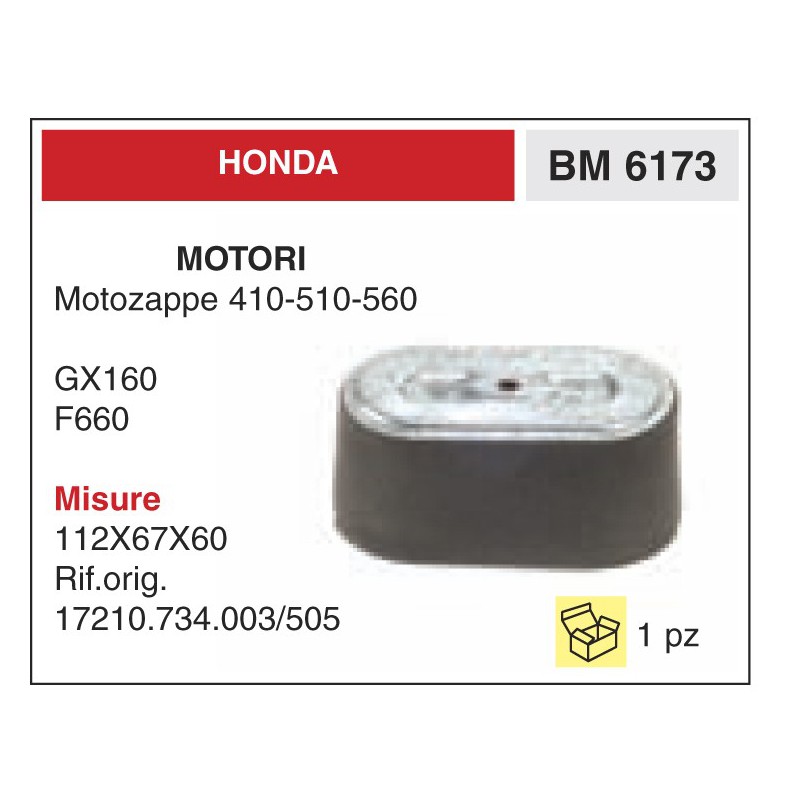Filtro Aria Motori Honda Motozappe 410-510-560 GX160 F660