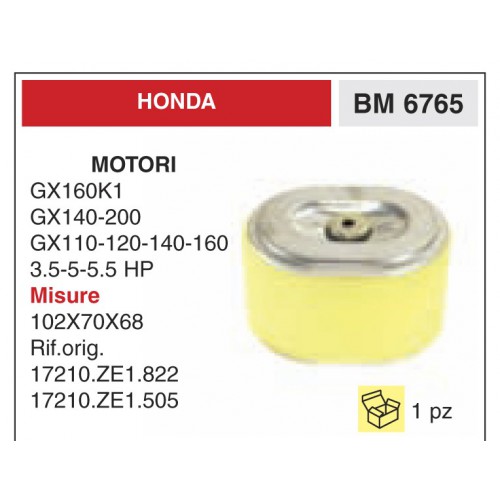 Filtro Aria Motori Honda GX160K1 GX140-200 GX110-120-140-160 3.5-5-5.5 HP