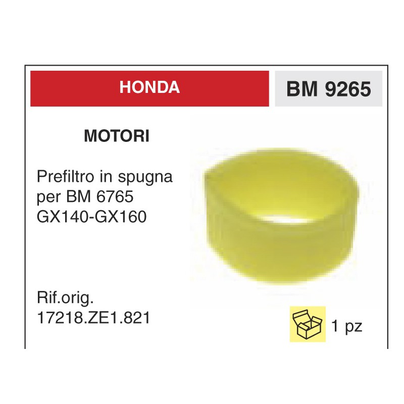 Filtro Aria Motori Honda Prefiltro in spugna per BM 6765 GX140-GX160