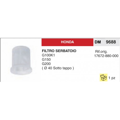 Valvola Sfiato Honda Filtro Serbatoio G100K1 G150 G200 ( _ 40 Sotto tappo )